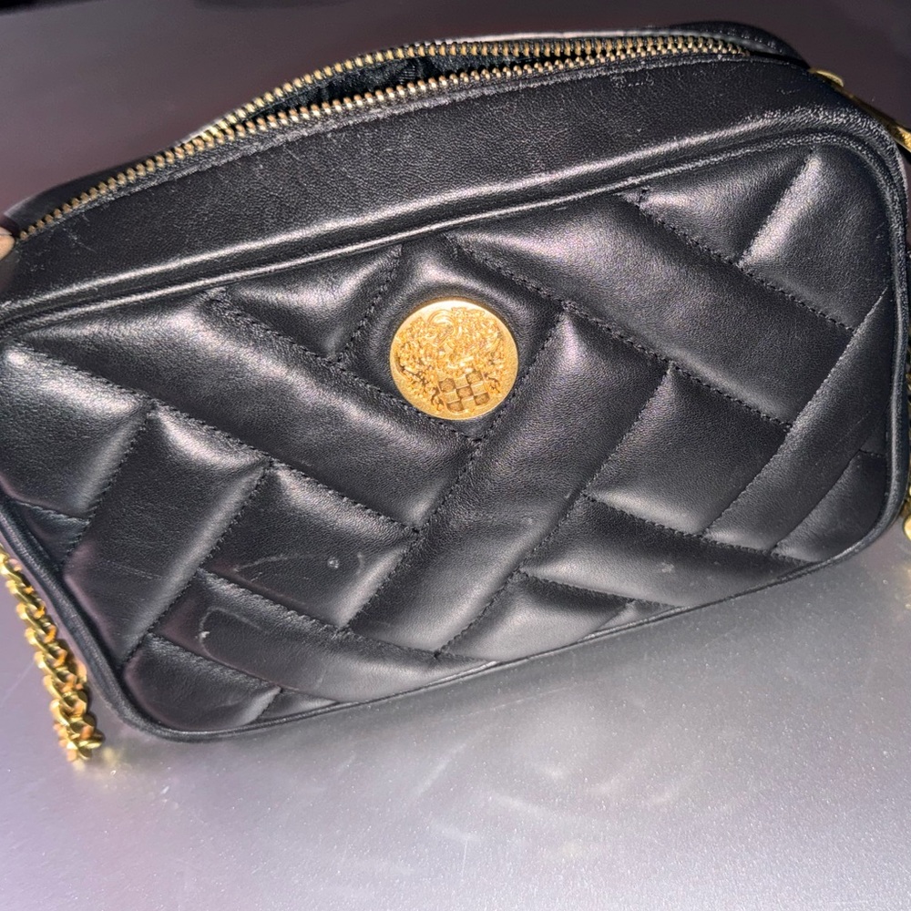 Vince Camuto Quilted Black Crossbody with Gold Accents